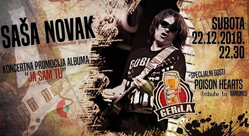 Koncertna promocija albuma Ja sam tu Saše Novaka 22.12. u novosadskoj Gerili